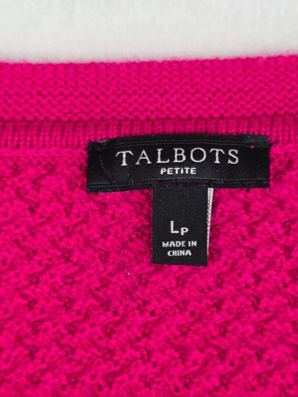 Talbots Petite Raspberry Pink Textured Sweater Long Sleeve Large LP Wool Blend - Picture 2 of 5